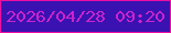 文字の大きさ：1、枠の色：ed0ea0、背景の色：3a12b2、文字の色：ca24cc 無料ブログパーツのブログ時計