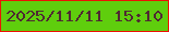 文字の大きさ：4、枠の色：ed1204、背景の色：5fce0d、文字の色：4f2932 無料ブログパーツのブログ時計
