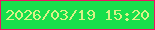 文字の大きさ：3、枠の色：ed1364、背景の色：18df4c、文字の色：d9f286 無料ブログパーツのブログ時計