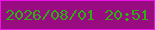 文字の大きさ：2、枠の色：ed13e8、背景の色：980b81、文字の色：2daf14 無料ブログパーツのブログ時計