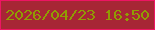 文字の大きさ：4、枠の色：ed1563、背景の色：a72635、文字の色：909c03 無料ブログパーツのブログ時計