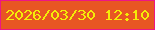 文字の大きさ：1、枠の色：ed1685、背景の色：e85623、文字の色：f4ed08 無料ブログパーツのブログ時計