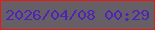 文字の大きさ：2、枠の色：ed1810、背景の色：666066、文字の色：4d24b5 無料ブログパーツのブログ時計