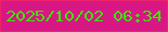 文字の大きさ：4、枠の色：ed236a、背景の色：d81784、文字の色：38e708 無料ブログパーツのブログ時計