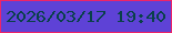 文字の大きさ：1、枠の色：ed2468、背景の色：5e42d6、文字の色：094049 無料ブログパーツのブログ時計