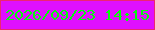 文字の大きさ：3、枠の色：ed2572、背景の色：df10fe、文字の色：05fa0e 無料ブログパーツのブログ時計