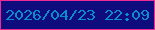 文字の大きさ：3、枠の色：ed2a96、背景の色：0f0c7d、文字の色：0b8bd4 無料ブログパーツのブログ時計