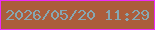文字の大きさ：2、枠の色：ed2cf9、背景の色：ab5d3c、文字の色：86a7b2 無料ブログパーツのブログ時計
