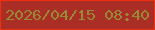 文字の大きさ：4、枠の色：ed300d、背景の色：aa2e25、文字の色：988937 無料ブログパーツのブログ時計