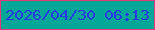 文字の大きさ：2、枠の色：ed3779、背景の色：03a797、文字の色：2439ee 無料ブログパーツのブログ時計