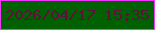 文字の大きさ：3、枠の色：ed37f9、背景の色：016102、文字の色：610f3c 無料ブログパーツのブログ時計