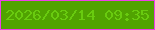 文字の大きさ：3、枠の色：ed3fe9、背景の色：50a301、文字の色：69cb0f 無料ブログパーツのブログ時計
