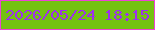 文字の大きさ：5、枠の色：ed42d6、背景の色：74c211、文字の色：9e30ef 無料ブログパーツのブログ時計