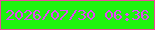 文字の大きさ：2、枠の色：ed489b、背景の色：1ff30e、文字の色：e247f6 無料ブログパーツのブログ時計
