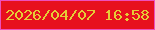 文字の大きさ：5、枠の色：ed50bc、背景の色：e7101e、文字の色：e5cc37 無料ブログパーツのブログ時計