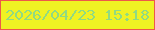 文字の大きさ：5、枠の色：ed5949、背景の色：eff223、文字の色：90da82 無料ブログパーツのブログ時計