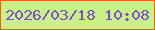 文字の大きさ：5、枠の色：ed610a、背景の色：caf089、文字の色：7e4fce 無料ブログパーツのブログ時計