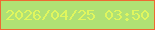 文字の大きさ：3、枠の色：ed6a33、背景の色：b0e174、文字の色：e0f65e 無料ブログパーツのブログ時計