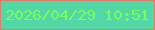文字の大きさ：5、枠の色：ed7763、背景の色：52d8a7、文字の色：7efa61 無料ブログパーツのブログ時計
