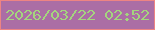 文字の大きさ：3、枠の色：ed8483、背景の色：ab6ea5、文字の色：a4d57e 無料ブログパーツのブログ時計