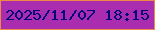 文字の大きさ：4、枠の色：ed8845、背景の色：aa2db0、文字の色：05067c 無料ブログパーツのブログ時計
