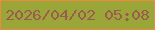 文字の大きさ：4、枠の色：ed8a42、背景の色：9aa637、文字の色：9c5b4e 無料ブログパーツのブログ時計