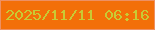 文字の大きさ：1、枠の色：ed9063、背景の色：f36f08、文字の色：c9ca34 無料ブログパーツのブログ時計