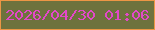 文字の大きさ：1、枠の色：ed9645、背景の色：6e723d、文字の色：e348c9 無料ブログパーツのブログ時計