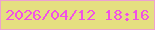 文字の大きさ：4、枠の色：eda1d0、背景の色：e5df80、文字の色：f151e5 無料ブログパーツのブログ時計