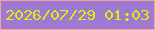 文字の大きさ：4、枠の色：eda89c、背景の色：9f78d4、文字の色：e2ee07 無料ブログパーツのブログ時計