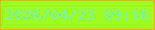 文字の大きさ：2、枠の色：edad22、背景の色：9ffc1f、文字の色：75f8bd 無料ブログパーツのブログ時計