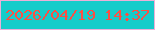 文字の大きさ：5、枠の色：edb0d8、背景の色：16ccca、文字の色：fc4f44 無料ブログパーツのブログ時計