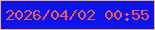 文字の大きさ：5、枠の色：edb268、背景の色：0d14eb、文字の色：f55a50 無料ブログパーツのブログ時計