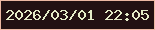 文字の大きさ：5、枠の色：edb8a2、背景の色：231112、文字の色：e5ecc7 無料ブログパーツのブログ時計