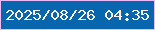 文字の大きさ：1、枠の色：edbcf8、背景の色：0866ae、文字の色：f8f1ef 無料ブログパーツのブログ時計