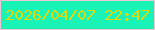 文字の大きさ：5、枠の色：edc5d4、背景の色：1af3b6、文字の色：e0d90c 無料ブログパーツのブログ時計
