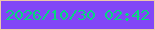 文字の大きさ：3、枠の色：edc7ab、背景の色：8146f7、文字の色：06d87e 無料ブログパーツのブログ時計