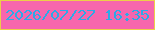 文字の大きさ：2、枠の色：edce49、背景の色：f766ad、文字の色：2caae7 無料ブログパーツのブログ時計