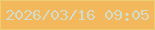 文字の大きさ：5、枠の色：edce73、背景の色：f3b85c、文字の色：d3dcc8 無料ブログパーツのブログ時計