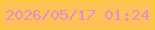 文字の大きさ：4、枠の色：edd51d、背景の色：ffc158、文字の色：df8ece 無料ブログパーツのブログ時計