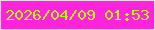 文字の大きさ：4、枠の色：edd7ea、背景の色：fb24da、文字の色：b6f316 無料ブログパーツのブログ時計