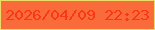文字の大きさ：5、枠の色：eddb69、背景の色：f96b3b、文字の色：fa3815 無料ブログパーツのブログ時計
