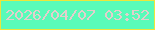 文字の大きさ：2、枠の色：ede53a、背景の色：59fbb9、文字の色：e3cfcc 無料ブログパーツのブログ時計