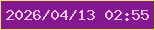 文字の大きさ：2、枠の色：ede566、背景の色：851692、文字の色：f6c7ea 無料ブログパーツのブログ時計