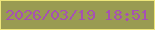 文字の大きさ：3、枠の色：ede67b、背景の色：999b52、文字の色：a651b2 無料ブログパーツのブログ時計