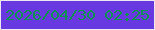 文字の大きさ：3、枠の色：ede7f4、背景の色：6839e0、文字の色：0b9250 無料ブログパーツのブログ時計