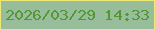 文字の大きさ：5、枠の色：ede874、背景の色：97bd9a、文字の色：569735 無料ブログパーツのブログ時計