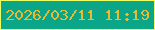 文字の大きさ：1、枠の色：edfe65、背景の色：0ba688、文字の色：e9ba33 無料ブログパーツのブログ時計