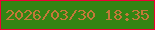 文字の大きさ：2、枠の色：ee0035、背景の色：348413、文字の色：c47839 無料ブログパーツのブログ時計