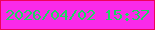文字の大きさ：4、枠の色：ee0259、背景の色：fa2ae8、文字の色：1ed562 無料ブログパーツのブログ時計